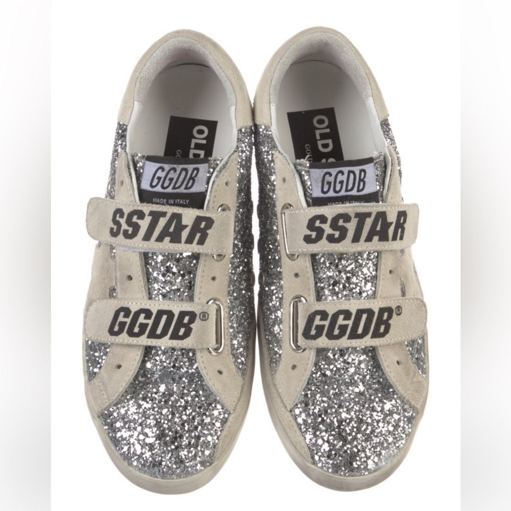 Golden Goose Old School Silver Glitter Sneakers